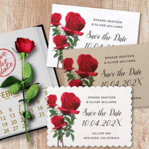 Red Roses Save the Date Marriage Announcement