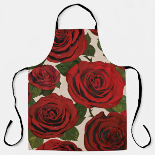 Red roses. Seamless floral background. Apron