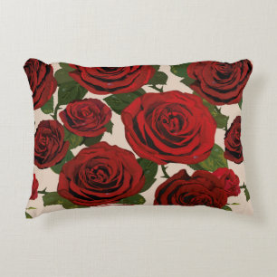 Red roses. Seamless floral background. Decorative Cushion
