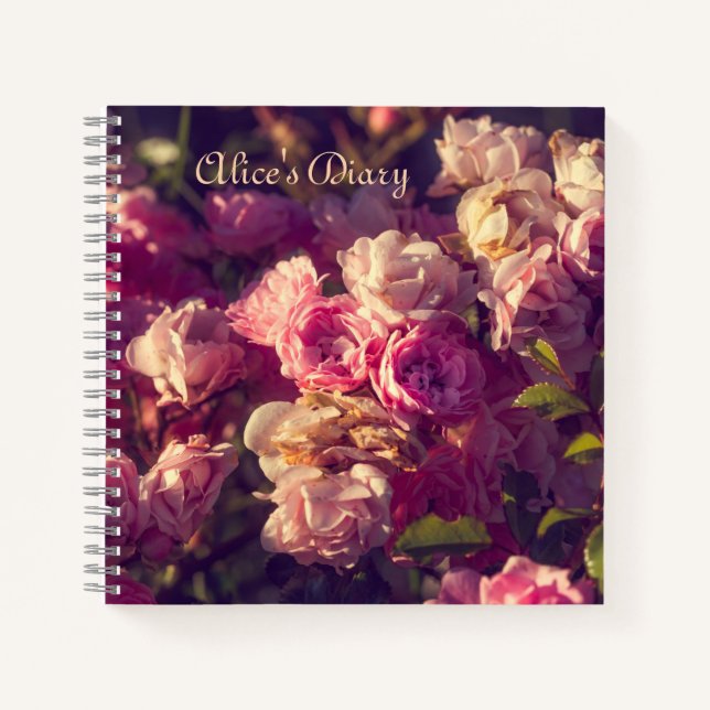Red roses shrub personalise notebook (Front)