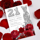 Red Roses & Silver Gown 21st Birthday Party Invitation<br><div class="desc">Red Roses & Silver Gown 21st Birthday Party Invitation

See matching collection in Niche and Nest Store</div>