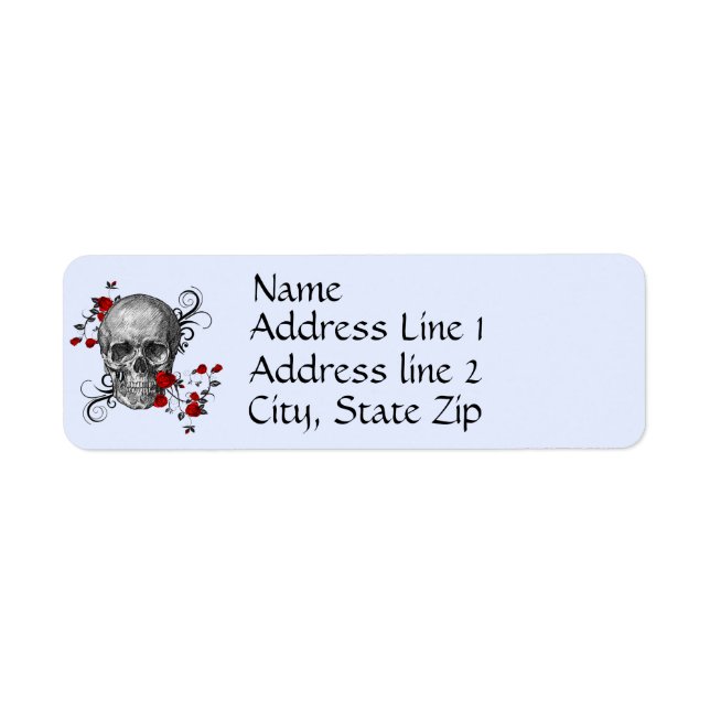 Red Roses Skull Address Label (Front)
