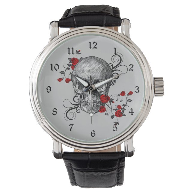 Red Roses Skull Watch (Front)