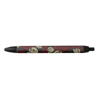Red Roses & Skulls Grey Black Floral Gothic