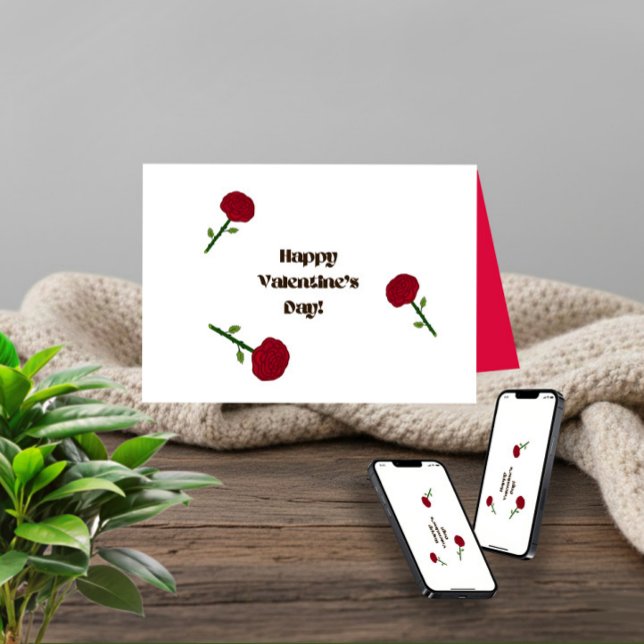 Red roses Small, 4" x 5.6" Folded Greeting Card (Creator Uploaded)