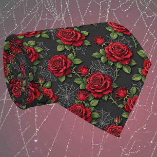 Red Roses & Spider Webs Gothic Neck Tie