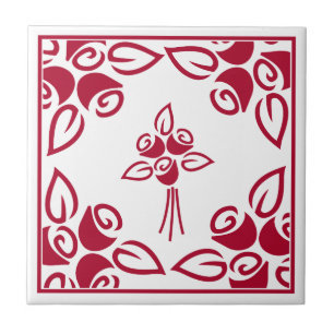 Red Roses Square Motif Ceramic Tile
