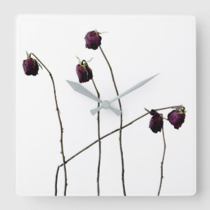 Red Roses Square Wall Clock