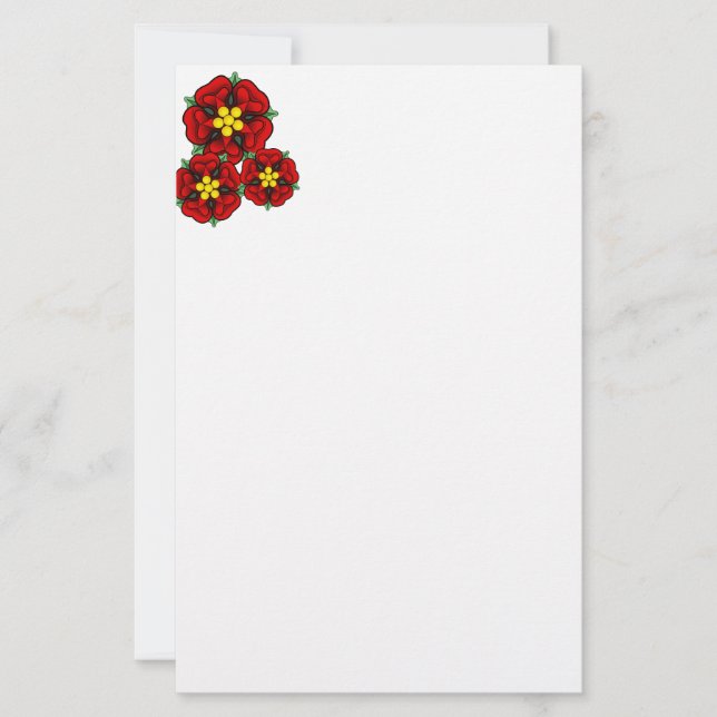 Red Roses Stationery Paper (Front)