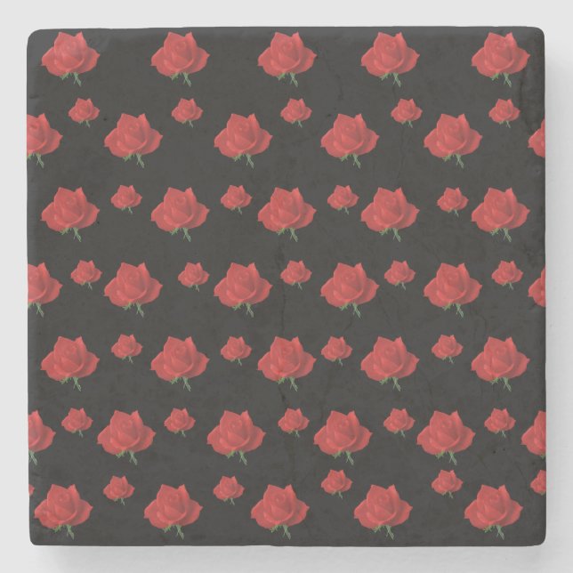 Red Roses Stone Coaster (Front)