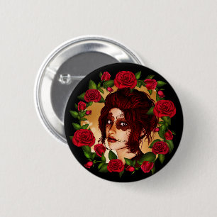 Red Roses Sugar Doll 6 Cm Round Badge
