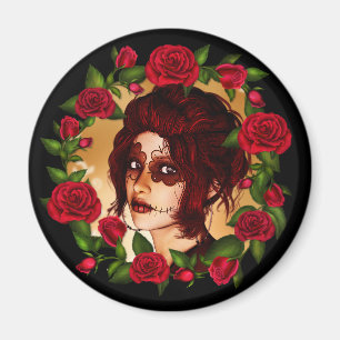 Red Roses Sugar Doll Magnet