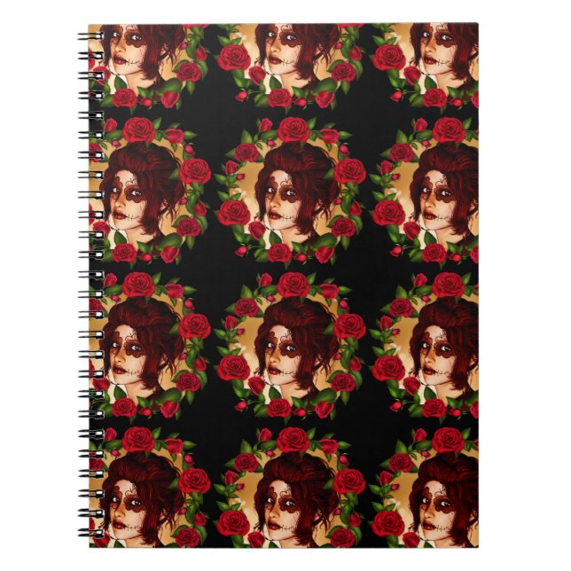 Red Roses Sugar Doll Spiral Notebook (Front)