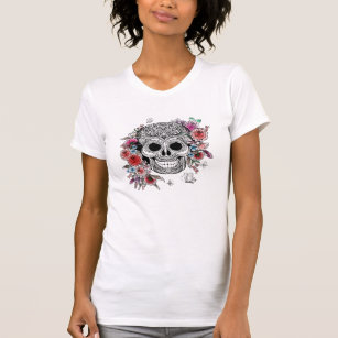 Red roses sugar skull design T-Shirt