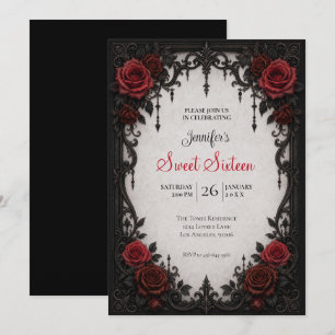 Red Roses Sweet 16 Birthdy Invitation