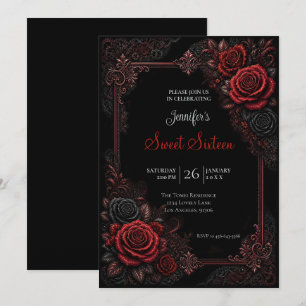 Red Roses Sweet 16 Birthdy Invitation