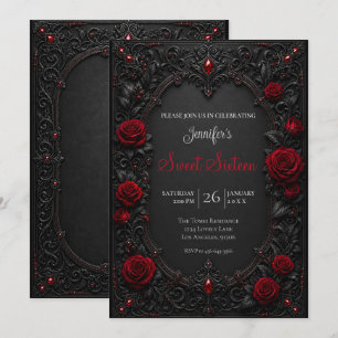 Red Roses Sweet 16 Birthdy Invitation