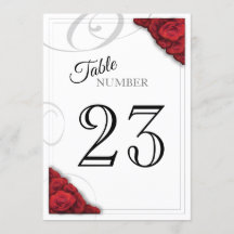 Red Roses Table Number