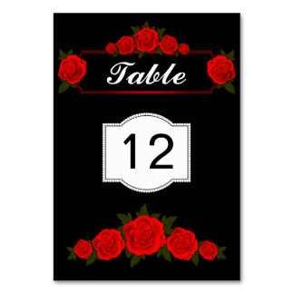 Red Roses Table Number