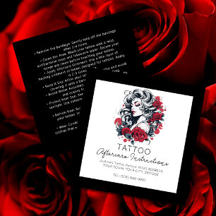 Red Roses tattoo Aftercare Instructions Stylish  Square Business Card