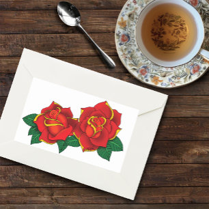 Red Roses Tattoos Rectangular Sticker