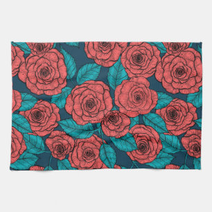 Red roses tea towel