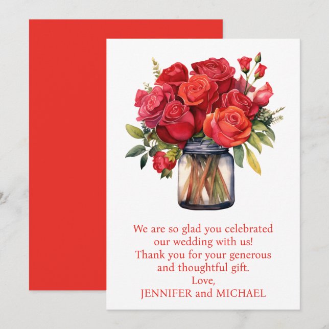 Red Roses Thank You Card (Front/Back)