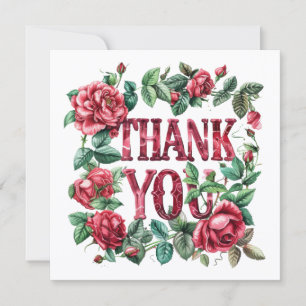 Red roses & Thank you card. Card