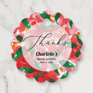 Red Roses Thank You Scalloped Favour Tags
