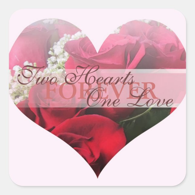 Red Roses Two Hearts One Love heart seal (Front)