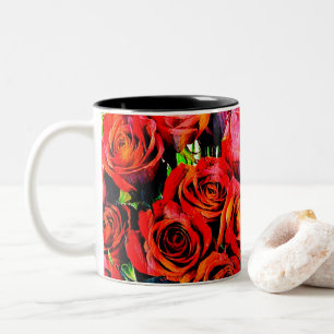 Red Roses Two-Tone Coffee Mug