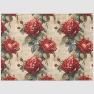 Red Roses Vintage Inspired Decoupage Tissue Paper