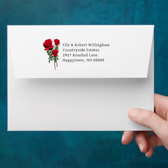 Red Roses Wedding Event Envelopes  (Hand)