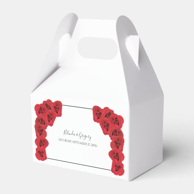 Red Roses Wedding Favour Box (Front Side)