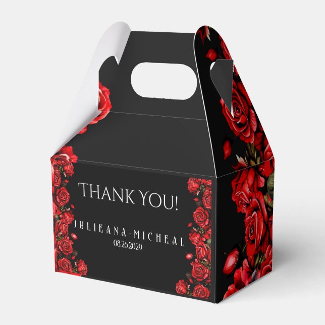 Red Roses Wedding Favour Box (Front Side)
