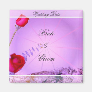 Red Roses Wedding Favour Magnet