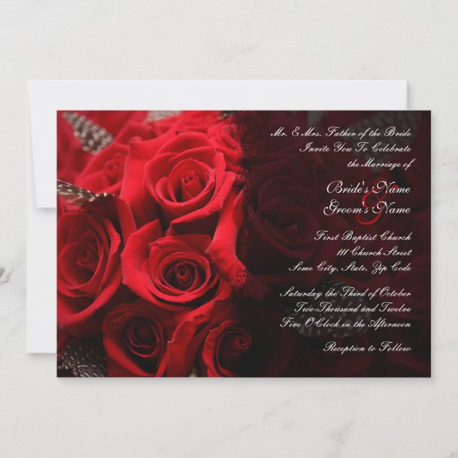 Red Roses Wedding Invitation 2 (Front)