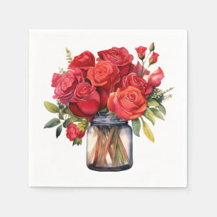 Red Roses Wedding Napkin