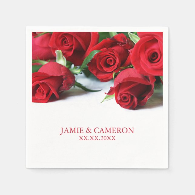 Red Roses Wedding Napkin (Front)