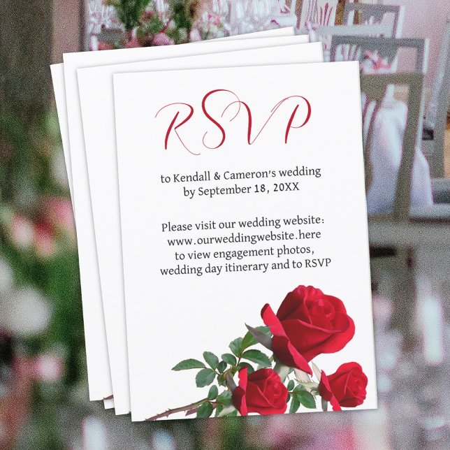 Red Roses Wedding Online RSVP Reply Cards (Creator Uploaded)