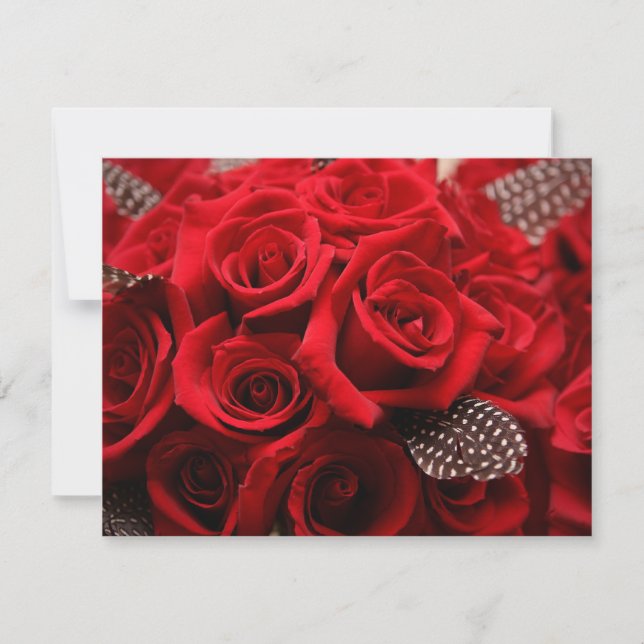 Red Roses Wedding RSVP card 2 (Front)