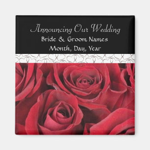 Red Roses Wedding Save the Date Magnet