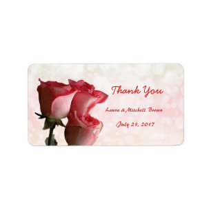 Red roses Wedding Thank you Address Avery Label