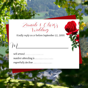 Red Roses Wedding Website Reply Cards
