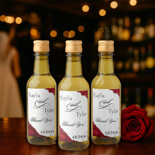 Red Roses Wedding  Wine Label