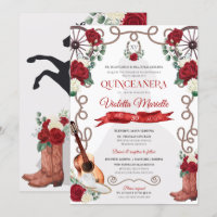 Red Roses Western Quinceanera Elegant Charro