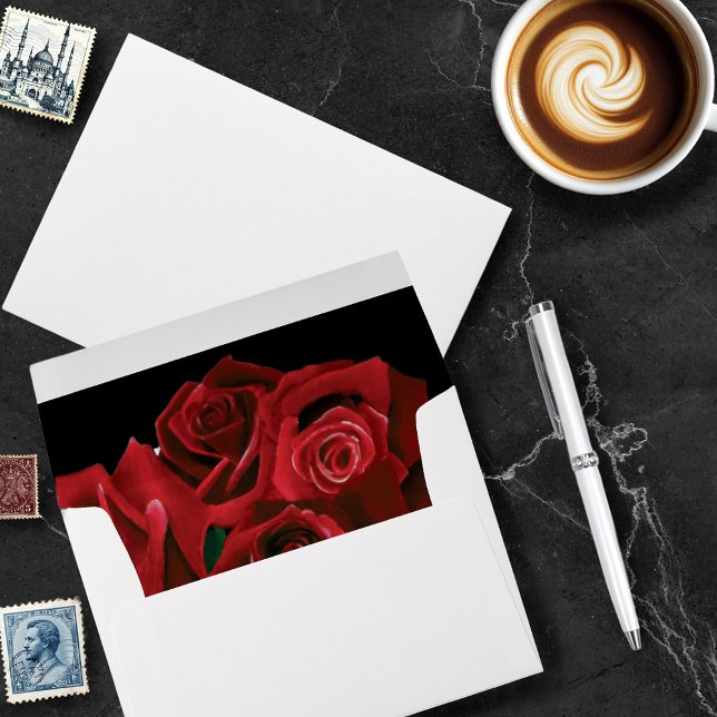 Red Roses White Black Elegance Timeless Envelope (Creator Uploaded)