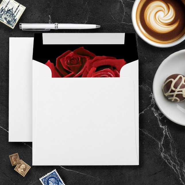 Red Roses White Black Elegance Timeless Envelope (Creator Uploaded)