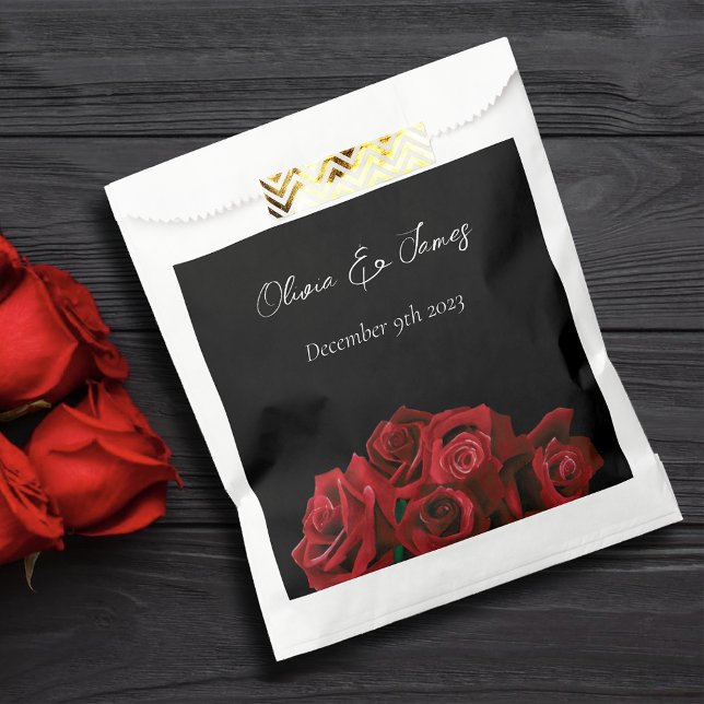 Red Roses White Black Elegance Timeless Favour Bags (Creator Uploaded)