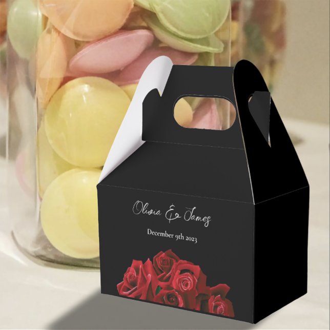Red Roses White Black Elegance Timeless Favour Box (Creator Uploaded)